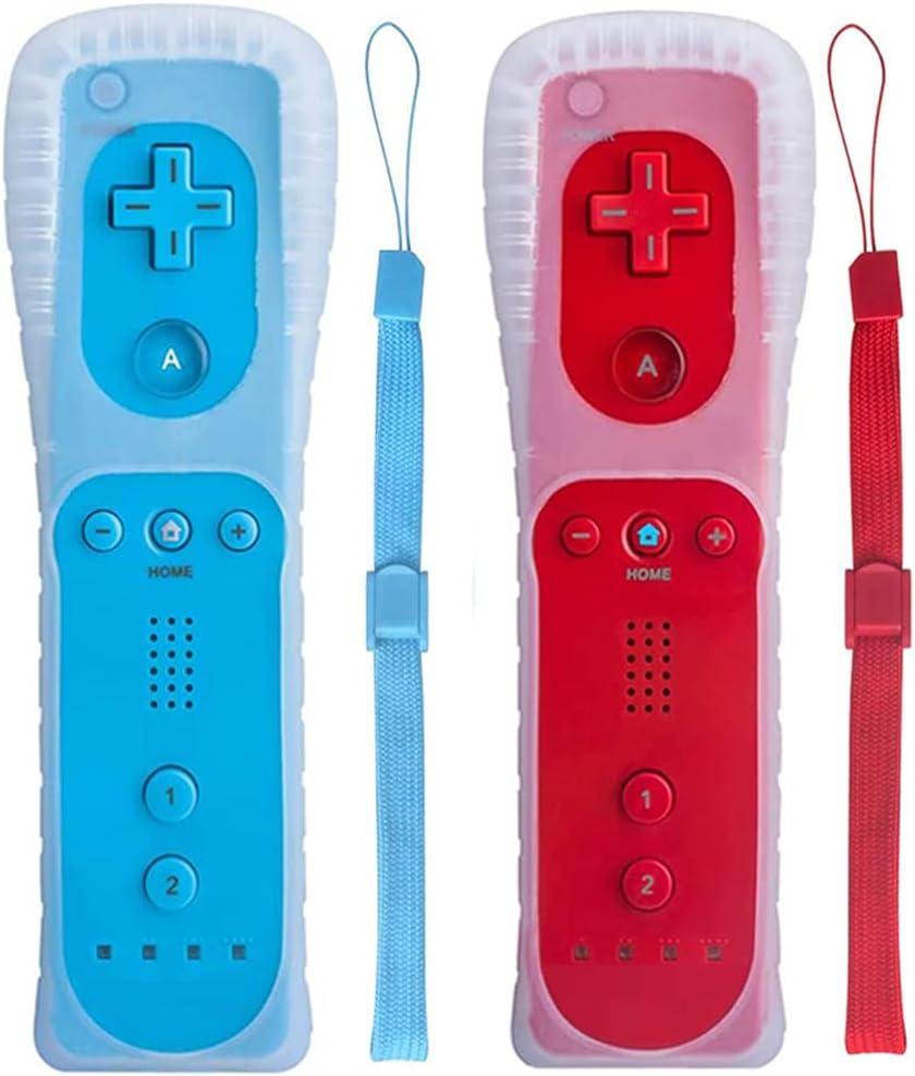 Wii Remote Controller, 2 Packs Upgrade Wireless Controller Compatible with Wii Wii U(Red and Blue)