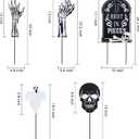hogardeck Halloween Decorations Outdoor, 5 Pcs Metal Decorative Garden Stakes with Skulls Head, Hands & White Ghosts for Halloween Decor, Tombstone Yard Signs for Outside Garden Lawn Patio Porch (Hgmd-2173)
