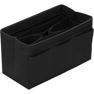 DailyPlus Purse Organizer Insert - Felt Bag Organizer for Tote Purse Bag with 14 Pockets - Black, Medium