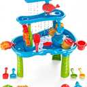 eaacaa Water Table for Toddlers Ages 3-8, 3-Tier Water and Sand Play Table with Accessories for Outdoor Play, Backyard and Beach Activities, Ideal Gift for Boys and Girls
