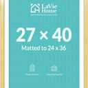 27x40 Picture Frame Gold Poster Frame,Display Pictures 24x36 with Mat or 27x40 Without Mat, Frame and Polished Plexiglass, Horizontal and Vertical Format of The Walls