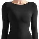 SUUKSESS Women Crew Neck Long Sleeve Bodysuit Sexy Thong Bodysuit Shirts Size S