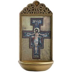 Christian Brands San Damiano Crucifix 6" Holy Water Font