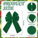 6 Pcs Knitted Large Green Christmas Bows 18in Big Crochet Christmas Tree Bow Neutral Ribbon Bow Hanging for Tree Topper Winter Party Wreath Garland Fireplace Holiday Decorations