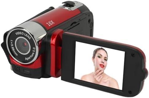1080PDigital Camera, 16MP Camcorder with 2.4 Inch Rotatable Screen, 16X Zoom HD Video Recorder with Fill Light, Video Camera Built in Battery (Red)