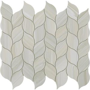 Tilingview 10-Sheet Peel and Stick Backsplash Tile for Kitchen, Self-Adhesive Mosaic Glossy Leaf Stick on Wall Tile with Gaps (Leaf Beige)