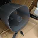 Black standing floor fan