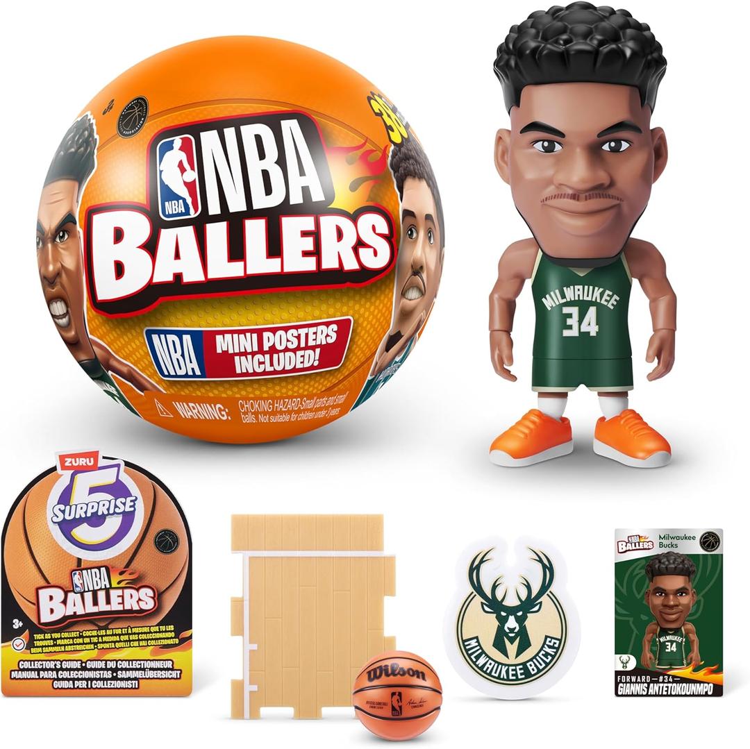 5 Surprise NBA Ballers Series 1 by ZURU, Collectible Mystery Capsule, Toy for Girls, Realistic Miniature Baby, Playset and Accessories