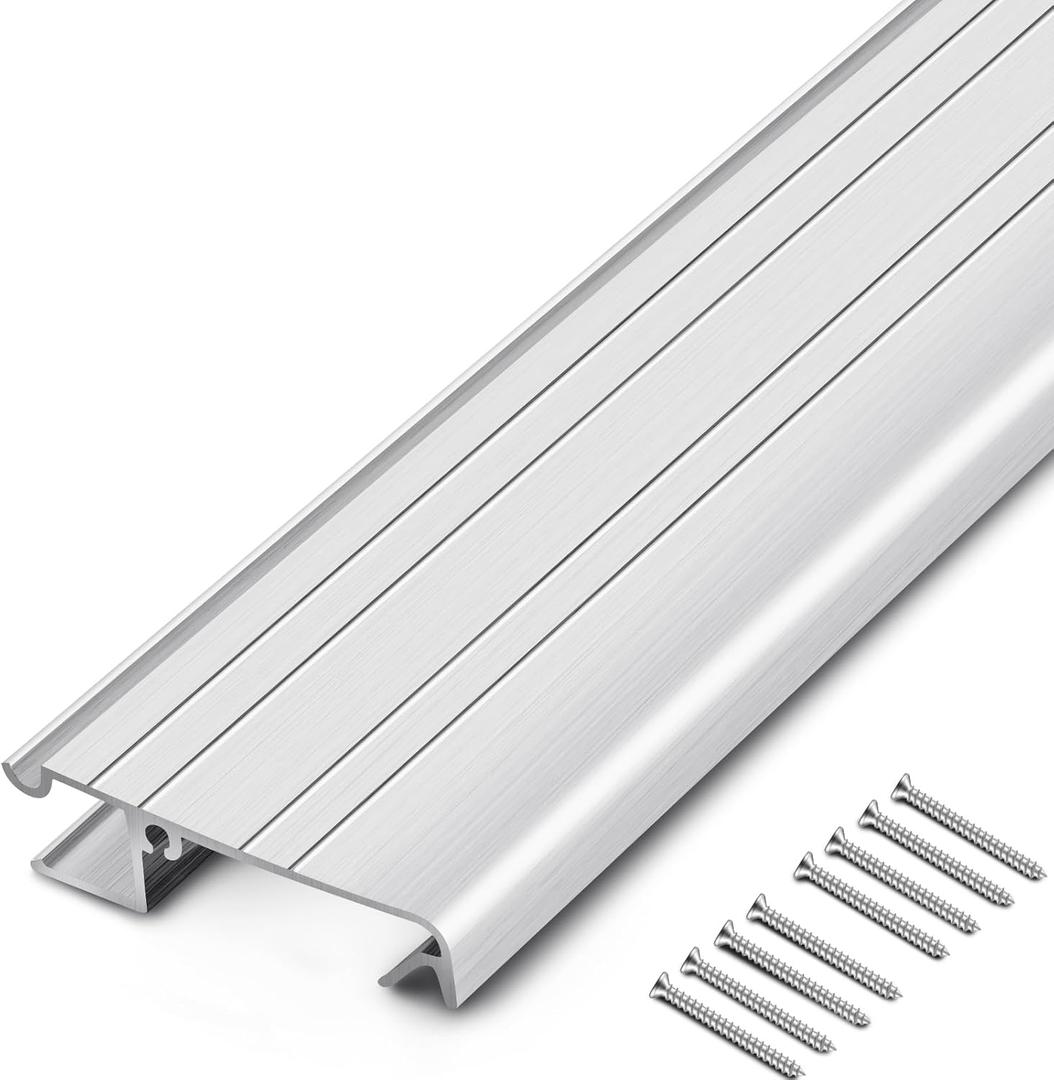 1 Pack 2 x 36 Inch Exterior Door Sill Threshold Extender Strip Mill Aluminum Snap Fit Building Door Threshold Suitable for Window Sill Floor Vinyl Mat Edge (Sliver)