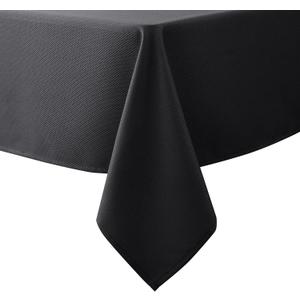 Biscaynebay Textured Fabric Tablecloths 52x70 Rectangular, Black Water Resistant Spill Proof Tablecloths for Dining, Kitchen, Wedding and Parties, Machine Washable