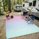 Lahome Reversible Rv Rugs for Outside Camping, 8x10 Waterproof Pool | Portable Beach Area Rugs Lightweight Plastic Straw Carpet for Porch Backyard Garden, Pink Blue 8'x10'
