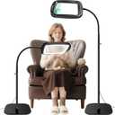 30X 10X Extra Large Floor Magnifying Glass with Light and Stand,60 LED Flexible Gooseneck Floor Magnifying Lamp with 5 Color Modes, 2-in-1 Lighted Magnifiers for Close Work, Sewing,Crafts, Painting