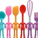 Human Shaped Kitchen Utensils Set 6 Piece Non Stick Heat Resistant Baking Tools Kitchen Gadgets Silicone Cute Utensils with Comfortable Grip Handle, Dishwasher Easy Clean and Stand up Kitchenware