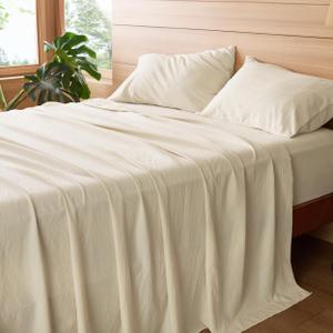 Bedsure King Size Sheets Set, Soft Bed Sheet Set, Sustainable & Moisture-Wicking Bedsheets, Easy Care, Deep Pocket Up to 16 Inches, 4 Pieces