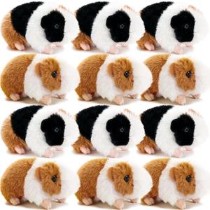 12 Pieces Cute Guinea Pig Stuffed Animal Bulk Guinea Pig Plush Toy Small Stuffed Doll with Chain for Boy Girl Party Favors Goodie Bag Fillers Carnival Prizes Birthday Gift, 4 Inch