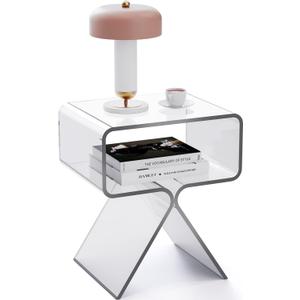 solaround Acrylic Nightstand Bedside Side Table, 39 x 30 x 45cm, Clear