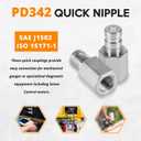PD342 Test Port and Diagnostic Equipment Quick Nipple with Female Pipe Thread Fits for PD Series Couplers, 1/8" body size, 1/4"-18 NPTF thread size