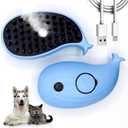 Pack of 2 4-in-1 Cat Steam Brush & Spritz Defur Comb for Indoor Cats - Pet Grooming Brush with Water Tank, Spray Hair Removal Tool for Shedding Control (Whales Blue)