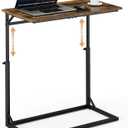 Vagusicc C Shaped End Table, Tall Side Table for Couch, C-Table End Table Adjustable Height Side Tables, Large Surface Sofa Tables TV Tray, Slide Under Couch Tables for Sofa, Living Room,Bedroom,Brown (11.95"D x 23.85"W x 20.85-33.55"H)