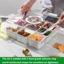 Taiuloo Divided Serving Tray with Airtight Lid and Handle, 9 Compartment Snackle Box Container, Portable Snack Platters, Clear Fridge Organizer & Food Storage for Veggie, Fruit, Charcuterie, Nuts