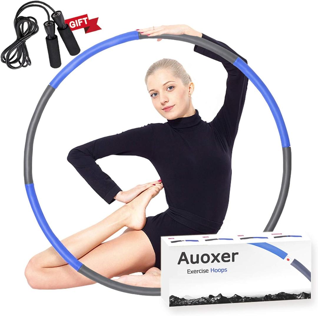 Auoxer Fitness Exercise Weighted Hoops, Lose Weight Fast by Fun Way to Workout, Fat Burning Healthy Model Sports Life, Detachable and Size Adjustable Design (blue)