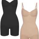 EUYZOU Shapewear Bodysuit for Women Tummy Control Seamless Sculpting Body Shaper Top, XS/S