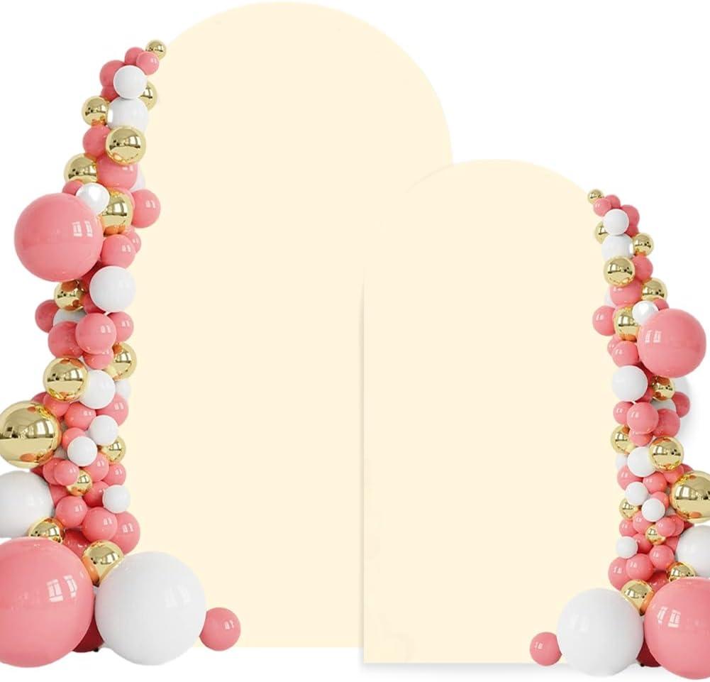 2 Pcs 6FT 7.2FT Wedding Arch Stand Cover Wedding Arch Covers Adjustable Thick Elastic Backdrop for Birthday Party Ceremony Banquet Photography Background Decor Papaya Whip