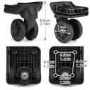 1 Pair Luggage Wheels Replacement,Mute Suitcase Wheel Repair Set, Black Luggage Suitcase Caster Wheel Replacement Parts, Double-Row Wheels (2pcs)