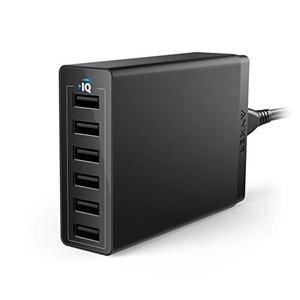 Anker Desktop Charger, 60W 6 Port USB Multiple Charging Hub, PowerPort 6 Multiple USB Charger, Campatible with iPhone, iPad, MacBook, Galaxy, LG, HTC, and More