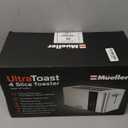 Mueller UltraToast Full Stainless Steel Toaster 4 Slice, Long Extra-Wide Slots for Bagels and Waffles, 6 Browning Levels, LED Display, Cancel/Defrost/Reheat Functions & Removable Tray, Kitchen Gadgets