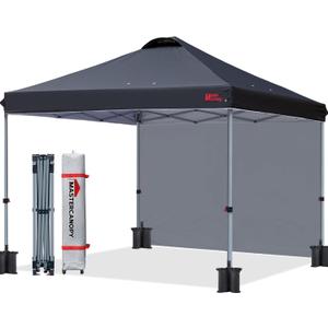 MASTERCANOPY Durable Pop-up Canopy Tent with 1 Sidewall (10'x10',Black)
