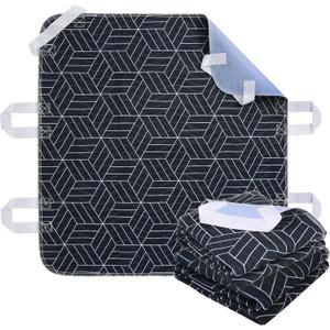 OUTCREATOR Positioning Bed Pads with Handles 34" x 36" (Pack of 2) Incontinence Washable Mattress Protector, Waterproof&Absorbency Underpads with Anti-Slip Bottom for Adults Elderly Kids(Navy Blue)