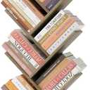 Hoctieon 10 Tier Tree Bookshelf, 10 Shelf Bookcase, Free Standing Tree Bookcase, Display Floor Standing Shelf for Books, Book Organizer Shelves for Home Office, Living Room, Bedroom, Greige