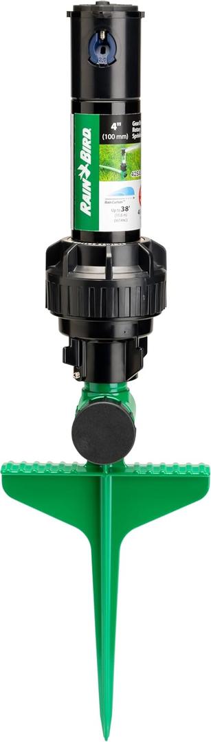 Rain Bird 42SASPG 42SA Gear Drive Rotor Lawn and Garden Sprinkler on Heavy Duty Green Spike, Adjustable 40 - 360 Pattern, 26' - 38' Spray Distance