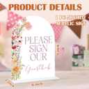 Please Sign Our Guestbook Sign - Wildflower Baby Shower Sign, 1 Pack Arch Acrylic Sign with Stand, Gender Reveal Party Table Decor, Floral Baby Shower Supplies (SE47)