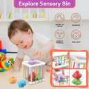 Baby Toys for 6 to 12 Months, Montessori Sensory Bins & Teething Toys, 6 in 1 Stacking Blocks, Rings, Eggs, Spinner, Crab Shape, 27 Pieces, Ages 6-36 Months