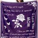 Gift Blanket, Gifts for Mom, Mom Blanket for Mother's Day, Super Soft Flannel Throw, Cozy Throws for Birthday Christmas, Couch Bed Plush Blankets for Women from Daughter Son, 50x60, Purple
