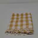 Softalker Checkered Tablecloth Square, Heavy Weight Linen Cotton Gingham Boho Table Cloth with Tassel, Wrinkle Free Buffalo Plaid Summer Table Cover for Dining/Party/Outdoor - 55 x 55 Inch, Yellow