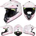 Youth Kids Dirt Bike Helmet for Boys & Girls,F001 Full Face Motorcycle Helmet for Off-Road ATV Street Riding Four Wheeler Mountain Bike with Goggles Gloves,DOT Approved(Pink Flame,M)