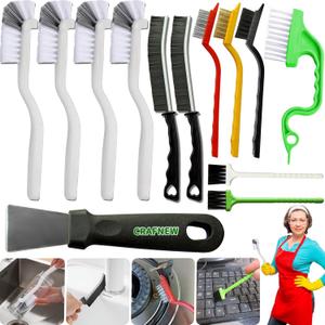 13Pcs Small Cleaning Brush Set, Hard Bristle Crevice Cleaning Brush, Long Handle Household Cleaning Tool Suitable for Cups, Bottles, Teapots, Corners, Sinks, Faucets, Toilets