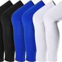 Skylety Leg Sleeves Compression Long Knee Sleeve UV Preserve for Men Women Sport Basketball Football (Black, White, Blue, 6 Pieces)