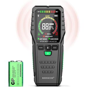 Pinless Moisture Meters Non-Invasive Digital Wood Moisture Tester Water Leak Detector for Wall,Lumber, building,Firewood,Humidity Tester (Black_Case)