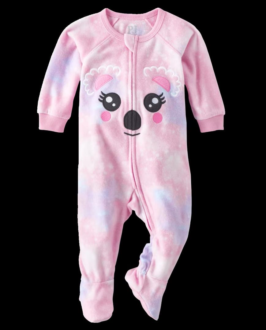 The Children's Place,and Toddler Fleece ZipFront One Piece Footed Pajama Koala Face,SPARKLE PINK,3T