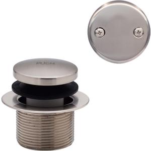 Westbrass D93-2-07 1-1/2" Tip-Toe Bathtub Drain Plug Trim Set with Two-Hole Overflow Faceplate, 1-Pack, Satin Nickel
