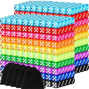 Syhood 1000 Pcs 14mm Colored Dice Bulk 6 Sided Dice Set with 5 Pieces Drawstring Pouches Standard Playing Dices for Teaching Math Learning Board Dices Playing, 10 Color