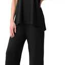 PrinStory Womens Pajamas Sets 2 Piece Soft Pjs for Women Sleeveless Pajama Set Summer Loungewear with Pockets (Black, L)