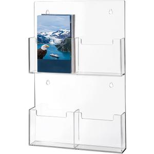 Barydat 4 Pocket Acrylic Brochure Holder Wall Mount 9.4 x 6.5 Inches