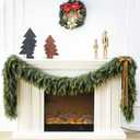 2 Pcs 9 Feet Christmas Cedar Garland - Thick & Lush Realistic Artificial Green Faux Cedar Pine Needles Garland for Christmas Winter Home Mantel Fireplace Holiday Party Decor