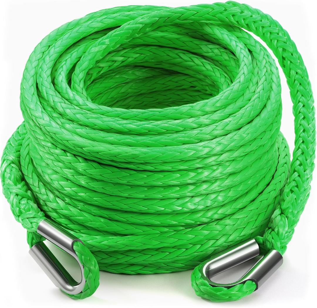 DAYDOOR Winch Rope Extension, 3/8'' x 92ft Synthetic Winch Extension Rope, 26,500 Lbs Winch Extension Line for Off Road Vehicle ATV UTV SUV Jeep(Green)