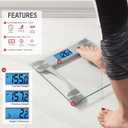 Taylor Digital Bathroom Scale for Body Weight, Large 12.2 Inch Glass Platform, Blue Backlit LCD Display, 440 lb Capacity, Weight Tracking for 2 Users, Clear